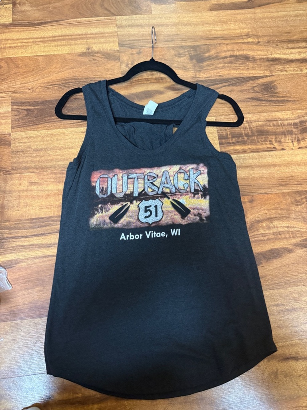 Outback Arbor Vitae WI Women's Black Graphic Tank Top